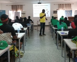 Mr. Moses Kodjotse - Field Operations Manager (Agronomist) of GIDA delivering a presentation on Pest and diseases Management.